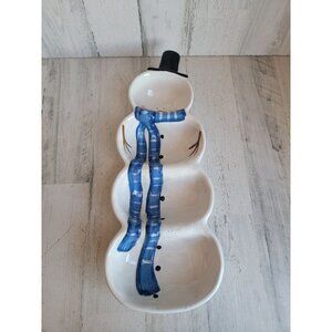 Certified‎ International large section plate big snowman Xmas dish home decor